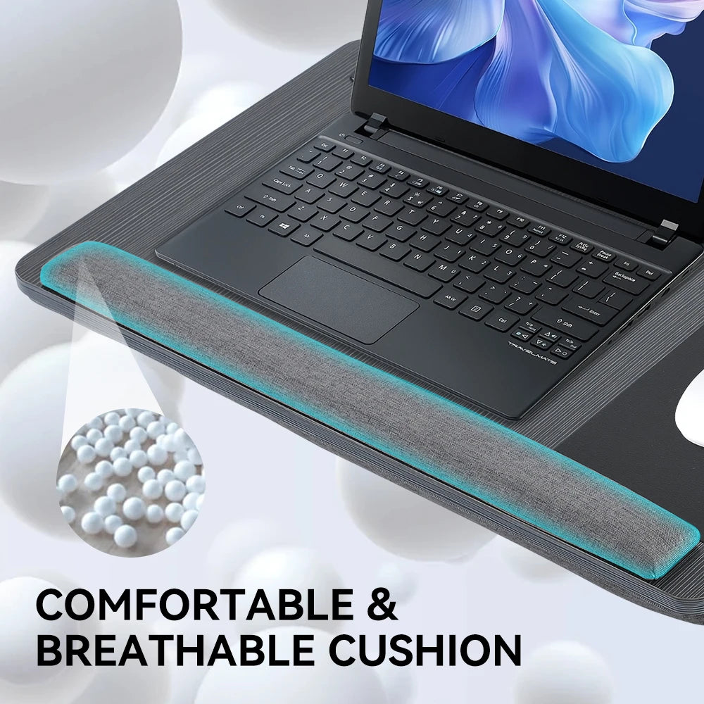 Royeva Portable Wooden Laptop Desk-Bed Tray With Mouse Pad And Wrist Rest
