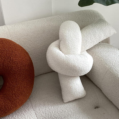 Novara Cream Knot Pillow-Trendy Decor Soft Sherpa Unique Throw Cushion