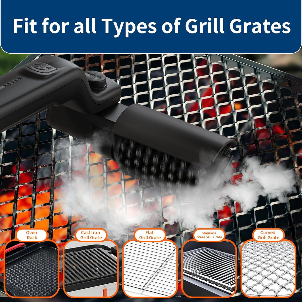 Royeva Electric BBQ Grill Brush-Cordless 3 Speed Cleaner with Adjustable Head