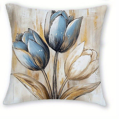 Royora Abstract Art Decorative Throw Pillow Covers 4-Pack - Blue & Gold Modern Cushion