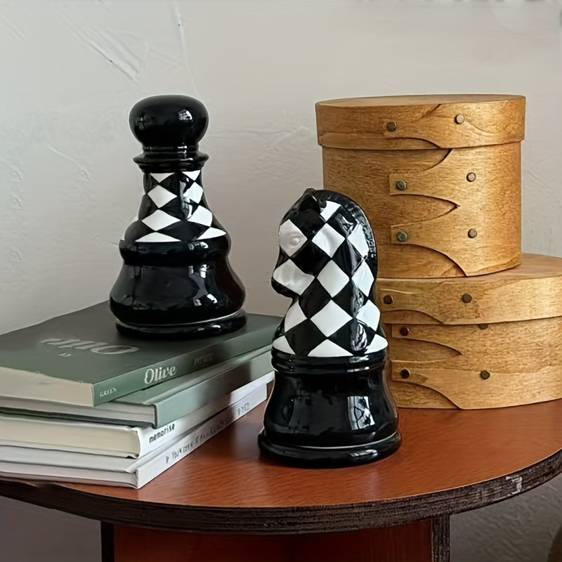 Novara Harlequin Chess Piece Decor - Luxury Ceramic Tabletop Sculpture