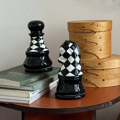 Novara Harlequin Chess Piece Decor - Luxury Ceramic Tabletop Sculpture