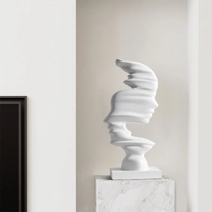 Novara Abstract Face Decor Sculpture-Modern Ceramic Art