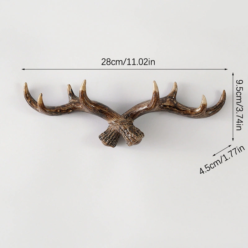 Novara Rustic Antler Wall Hook Rack for Entryway & Mudroom | Multi-Hook Organizer