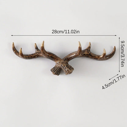 Novara Rustic Antler Wall Hook Rack for Entryway & Mudroom | Multi-Hook Organizer