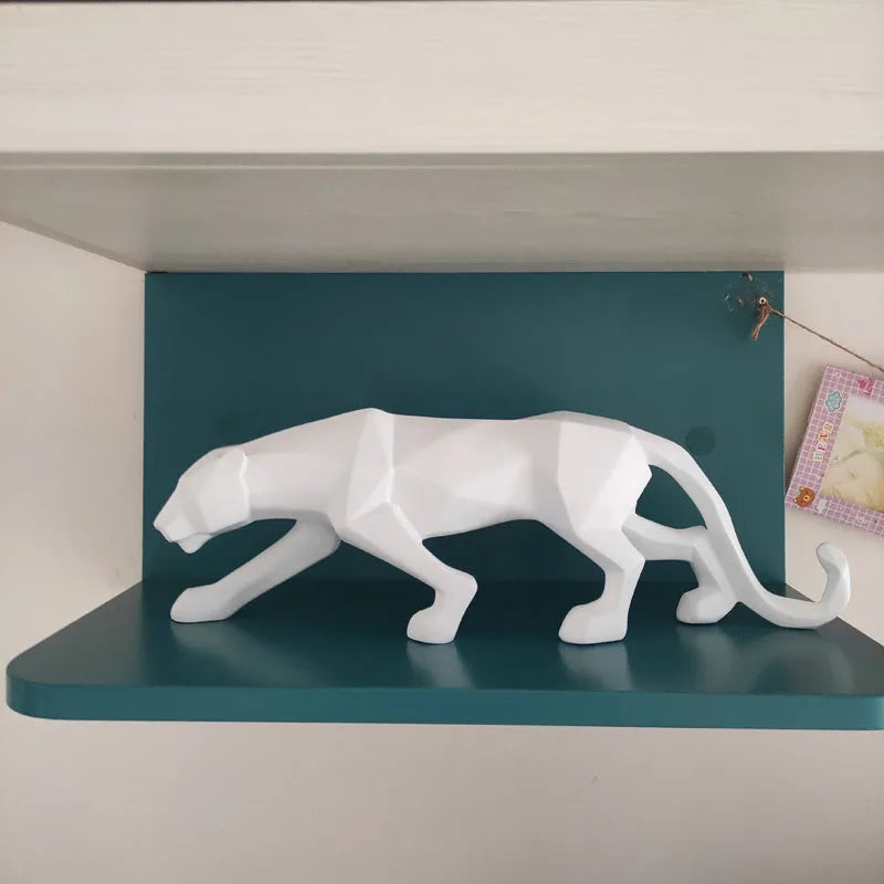 Royora Geometric Panther Statue-Modern Desk Decor Wild Cat Sculpture