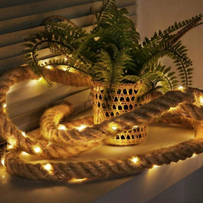 Royeva Solar Hemp Rope Fairy Lights-Outdoor Garden Decor