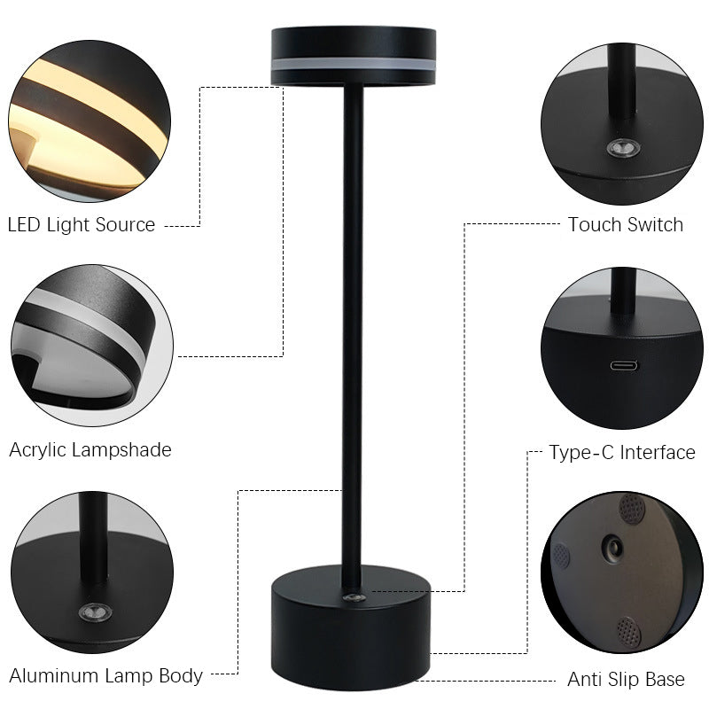 Royeva Cordless LED Table Lamp with Touch Control & USB Rechargeable Battery
