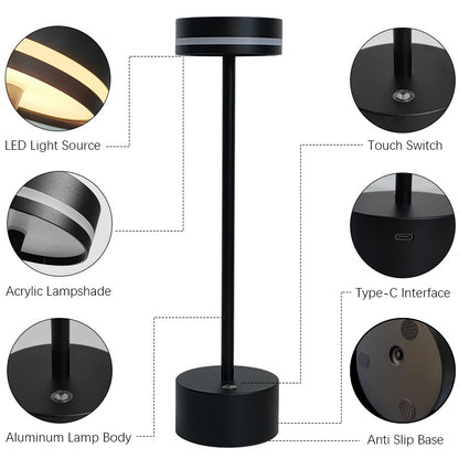 Royeva Cordless LED Table Lamp with Touch Control & USB Rechargeable Battery