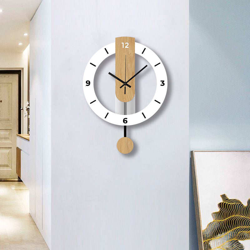 Royeva Modern Pendulum Wall Clock-Silent Wood Accent Decorative Timepiece