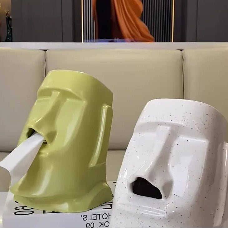 Royora Moai Stone Head Tissue Holder-Funny Dispenser Nordic Decor