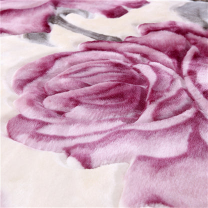 Novara Heavy Warm Fluffy Blanket King Size - Floral Mink Weighted Quilted Throw