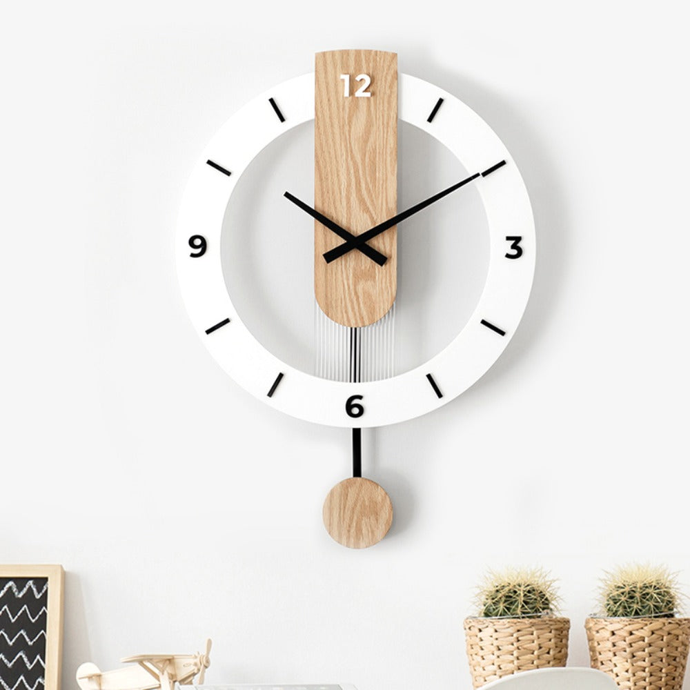 Royeva Modern Pendulum Wall Clock-Silent Wood Accent Decorative Timepiece