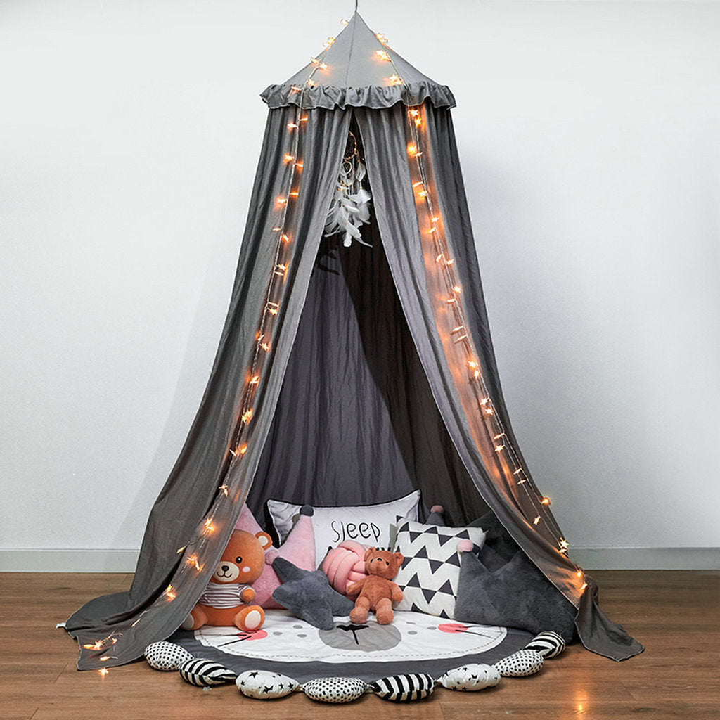 Royeva Kids Bed Canopy With Tassels And Ruffles