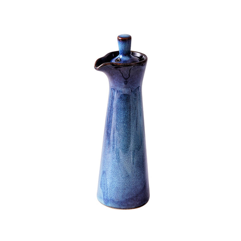 Royora Ceramic Oil & Vinegar Bottle with Spout - Artisanal Glaze Dispenser 15cm Tall