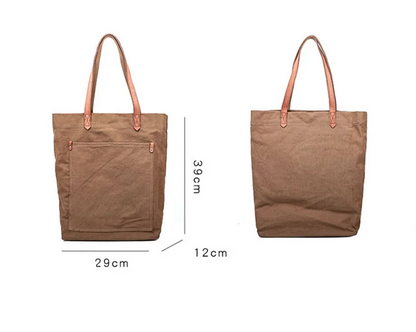 Novara Everyday Cotton Canvas Tote Bag with Leather Handles & Shoulder Strap