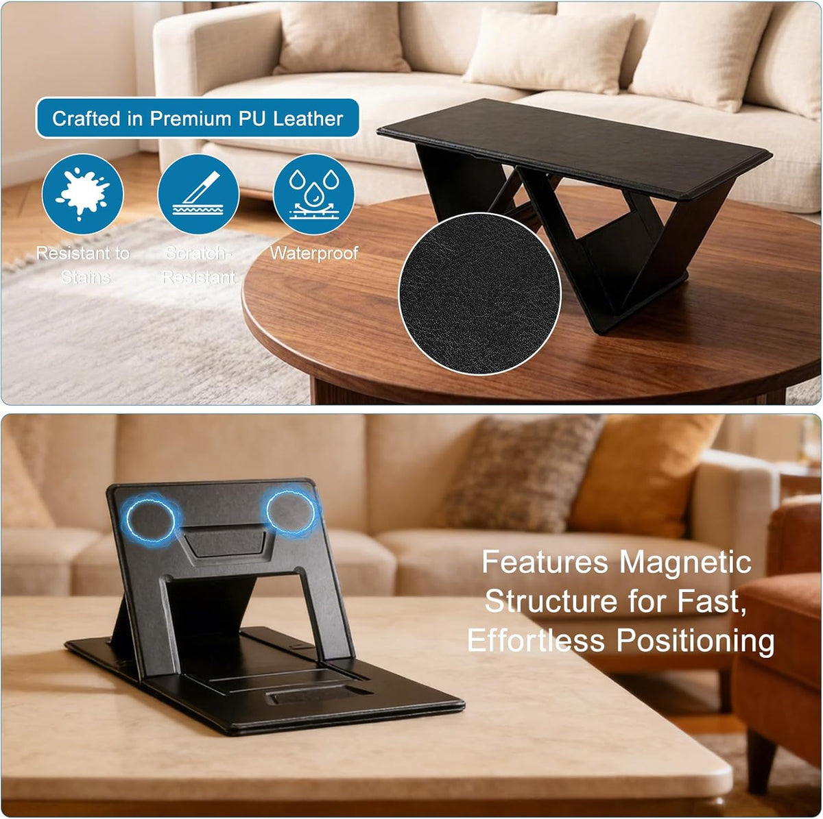 Royeva Foldable Laptop Stand-Portable Adjustable Desk For Bed And Travel Black