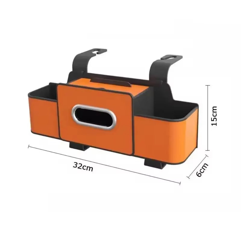Royeva Car Seat Back Organizer-PU Leather Storage Box with Tissue Holder and Cup Holder