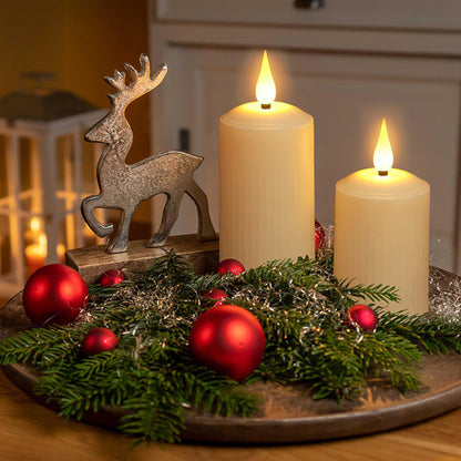 Novara LED Flameless Pillar Candles-Flickering Rechargeable Wax Candle Set