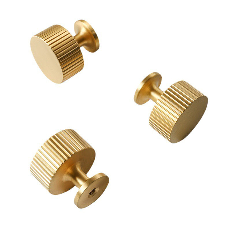 Royelle Ribbed Brass Cabinet Knobs - Set of 4 Brushed Gold Fluted Drawer Pulls