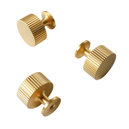 Royelle Ribbed Brass Cabinet Knobs - Set of 4 Brushed Gold Fluted Drawer Pulls