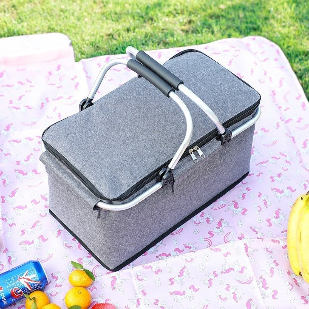 Royelle Foldable Insulated Picnic Basket-18L Portable Cooler Bag Black