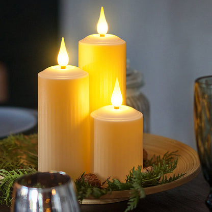 Novara LED Flameless Pillar Candles-Flickering Rechargeable Wax Candle Set