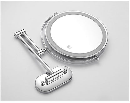 Royeva Rechargeable LED Wall-Mounted Makeup Mirror with Magnification, Chrome Finish