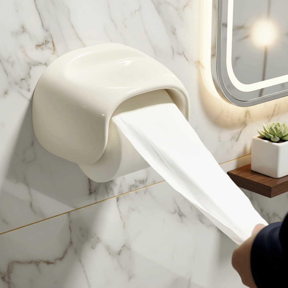Royelle Self Adhesive Toilet Paper Holder With Phone Storage Shelf