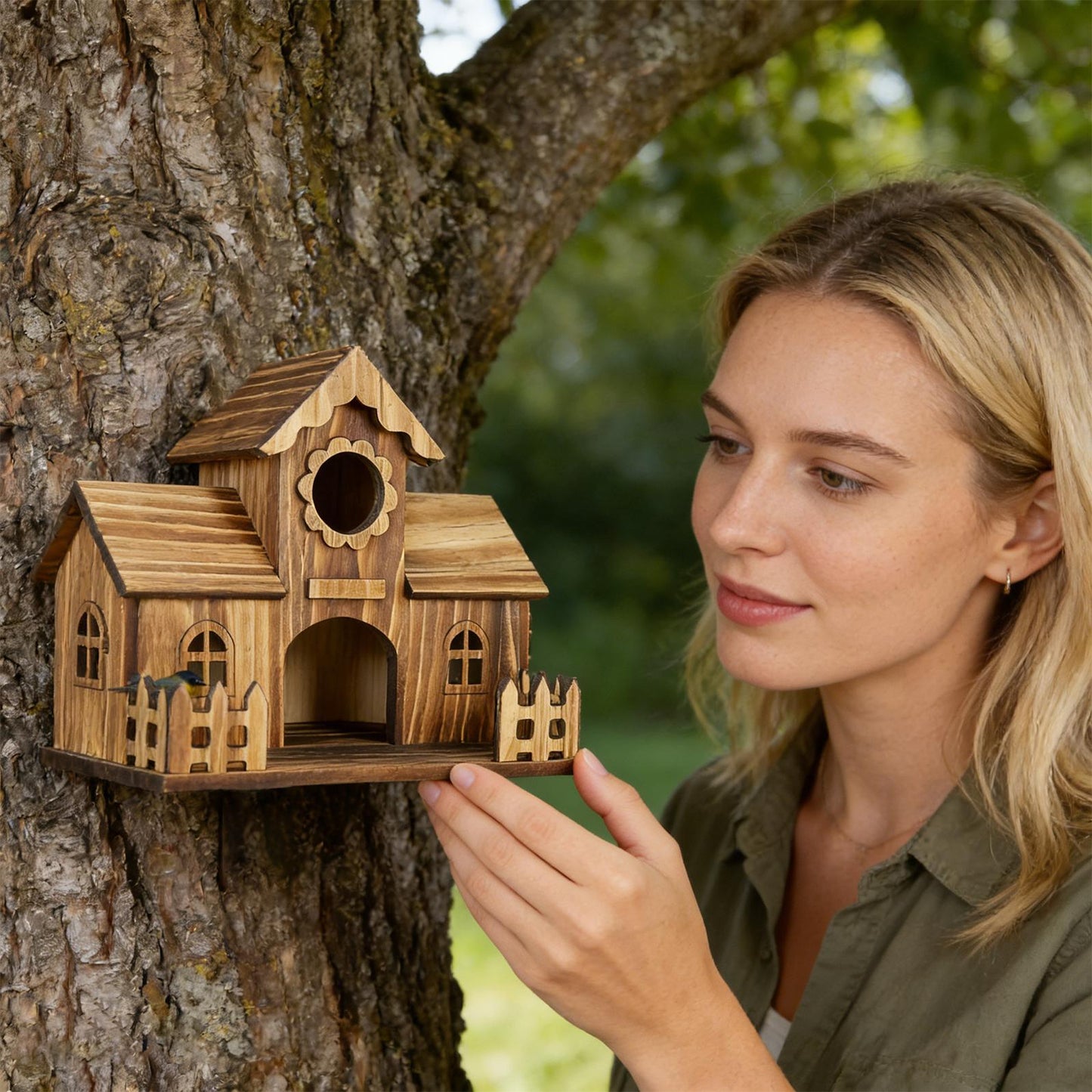 Novara Wooden Birdhouse for Small Garden Birds - Durable & Easy Clean Nesting Box