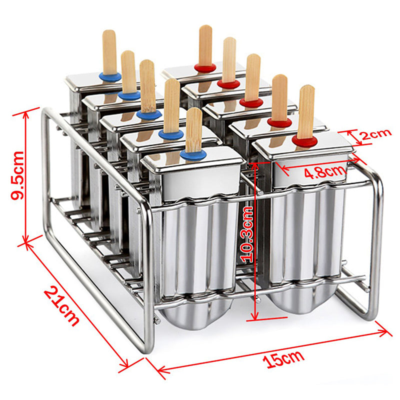 Royelle Stainless Steel Ice Pop Molds with Stand - Reusable Freezer Pop Maker