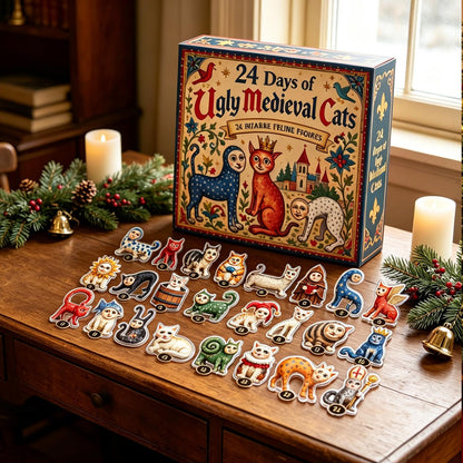 Royora Ugly Medieval Cats Advent Calendar 24 Day Holiday Countdown Figurine Set
