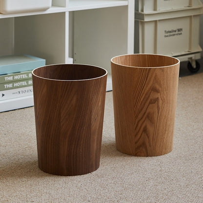 Royeva Japandi Wood Waste Bin with Rotating Lid for Bathroom & Office