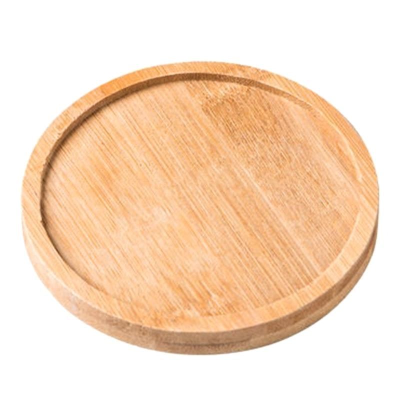 Novara Bamboo Coaster & Snack Trays Set - Minimalist Round Serving Platters