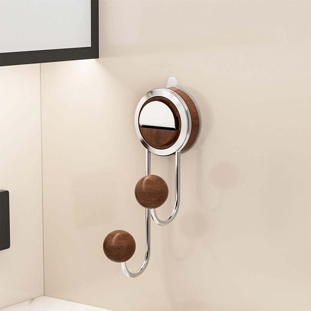 Royeva No-Drill Suction Toilet Paper Holder - Stainless Steel with Wood Grain Shelf