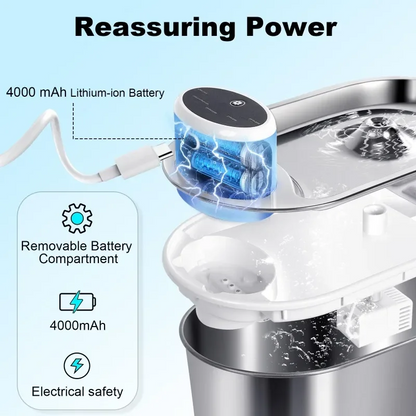 Eloria Cordless Stainless Steel Pet Water Fountain with Infrared Sensor, 4000mAh Battery