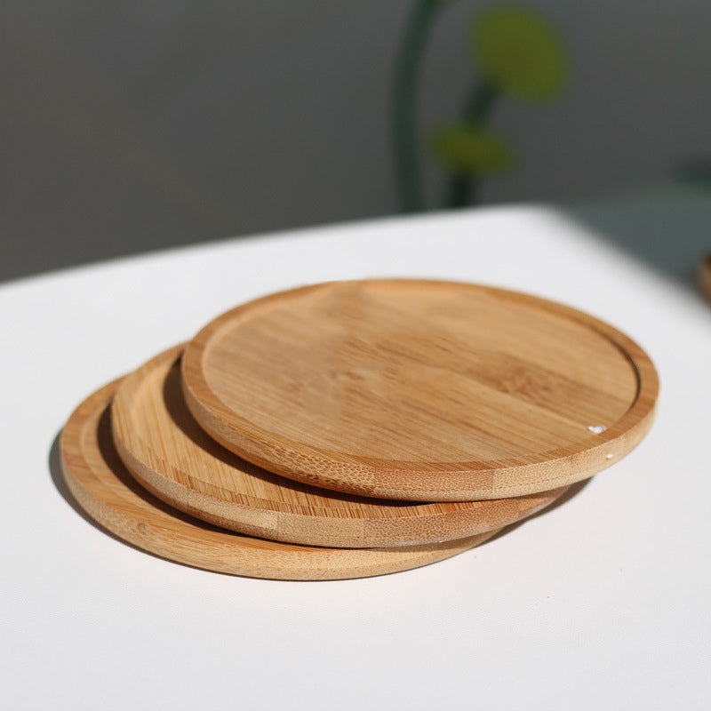 Novara Bamboo Coaster & Snack Trays Set - Minimalist Round Serving Platters