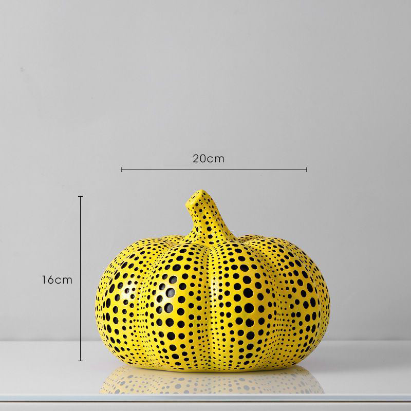 Royora Modern Yellow Polka Dot Pumpkin Sculpture - Abstract Art Home Decor