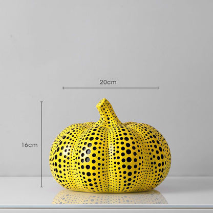 Royora Modern Yellow Polka Dot Pumpkin Sculpture - Abstract Art Home Decor