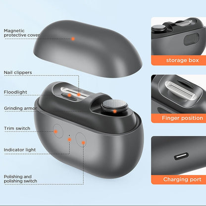 Smart Nail Clipper with UV Sterilizer for Hygienic Grooming at Home or Travel