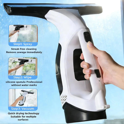 Royeva Cordless Electric Window Cleaner-Glass Vacuum Kit With Spray Bottle
