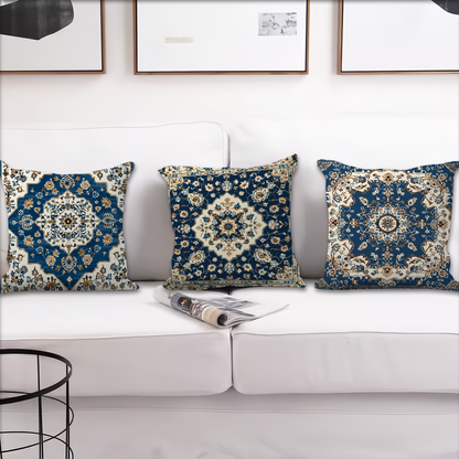 Novara Baroque Bohemian Throw Pillow Covers - 4-Piece Decorative Accent Set