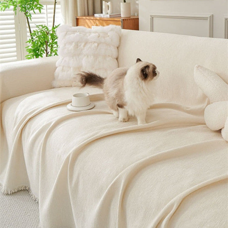 Novara Woven Sofa Throw Cover-Washable Cotton Blend Couch Protector