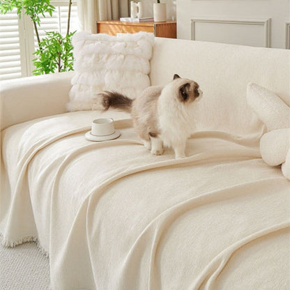 Novara Woven Sofa Throw Cover-Washable Cotton Blend Couch Protector