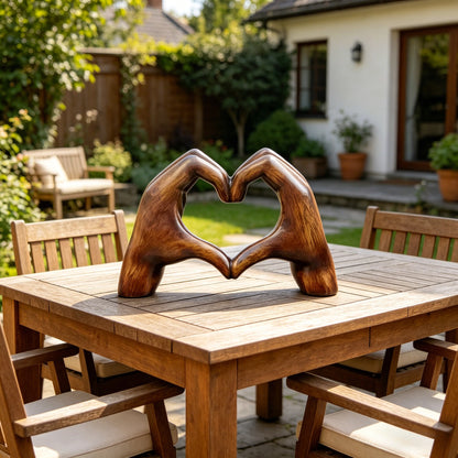 Royelle Heart Hands Sculpture-Hand Carved Love Home Decor
