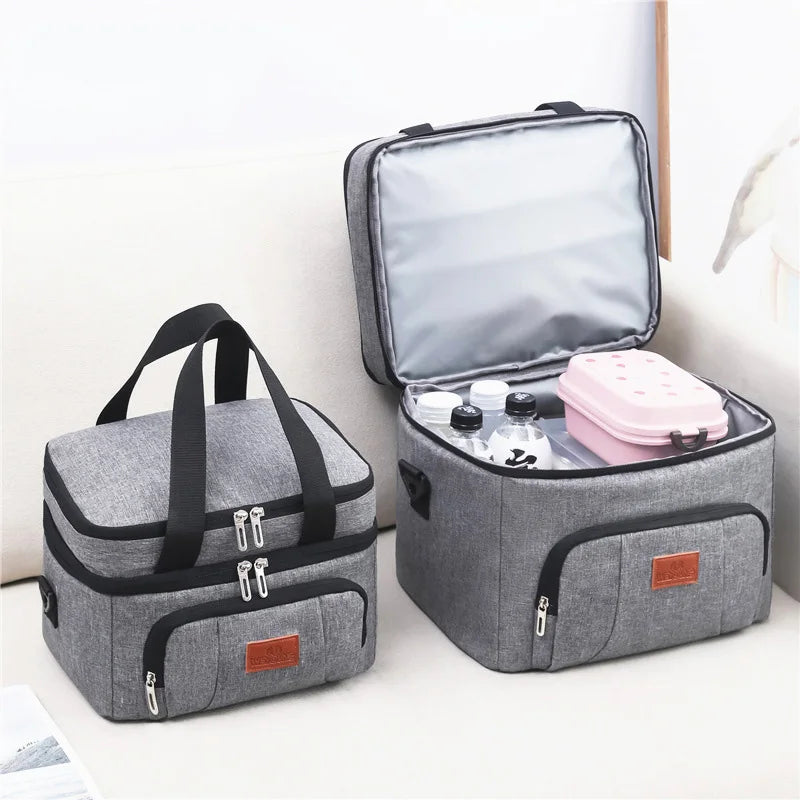 Sovere Insulated Lunch Bag - Large Capacity Double Layer Cooler Tote for Travel & Picnics