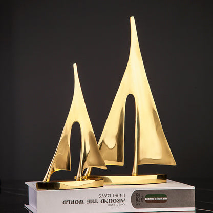 Royeva Gold Sailboat Sculpture-Modern Coastal Table Decor