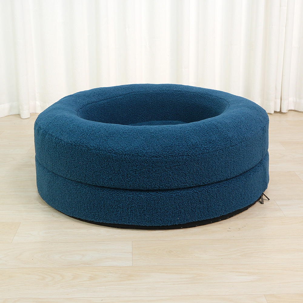 Royora Orthopedic Round Dog Bed with Faux-Fur, Anti-Slip Base, Removable Washable Cover