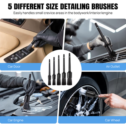 Royeva Car Detailing Brush Kit-Professional Cleaning Set For Wheels And Interior