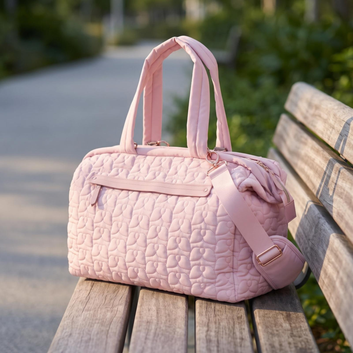 Royeva Quilted Travel Duffel Bag Spacious Weekender With Pockets And Adjustable Strap
